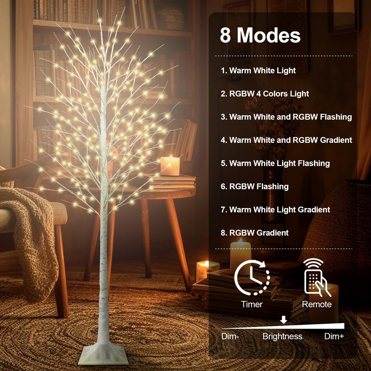 8FT Lighted Birch Tree with 210 LEDs X73611