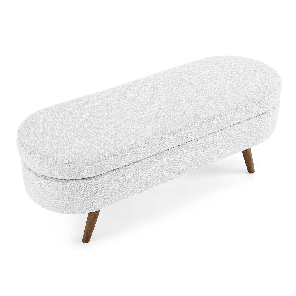 White Storage Bench with Rubber Wood Legs Z35270