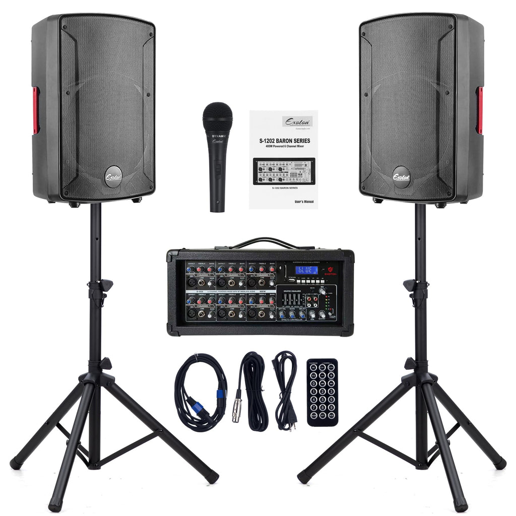 2000W Bluetooth PA System with Powered Mixer Set N701