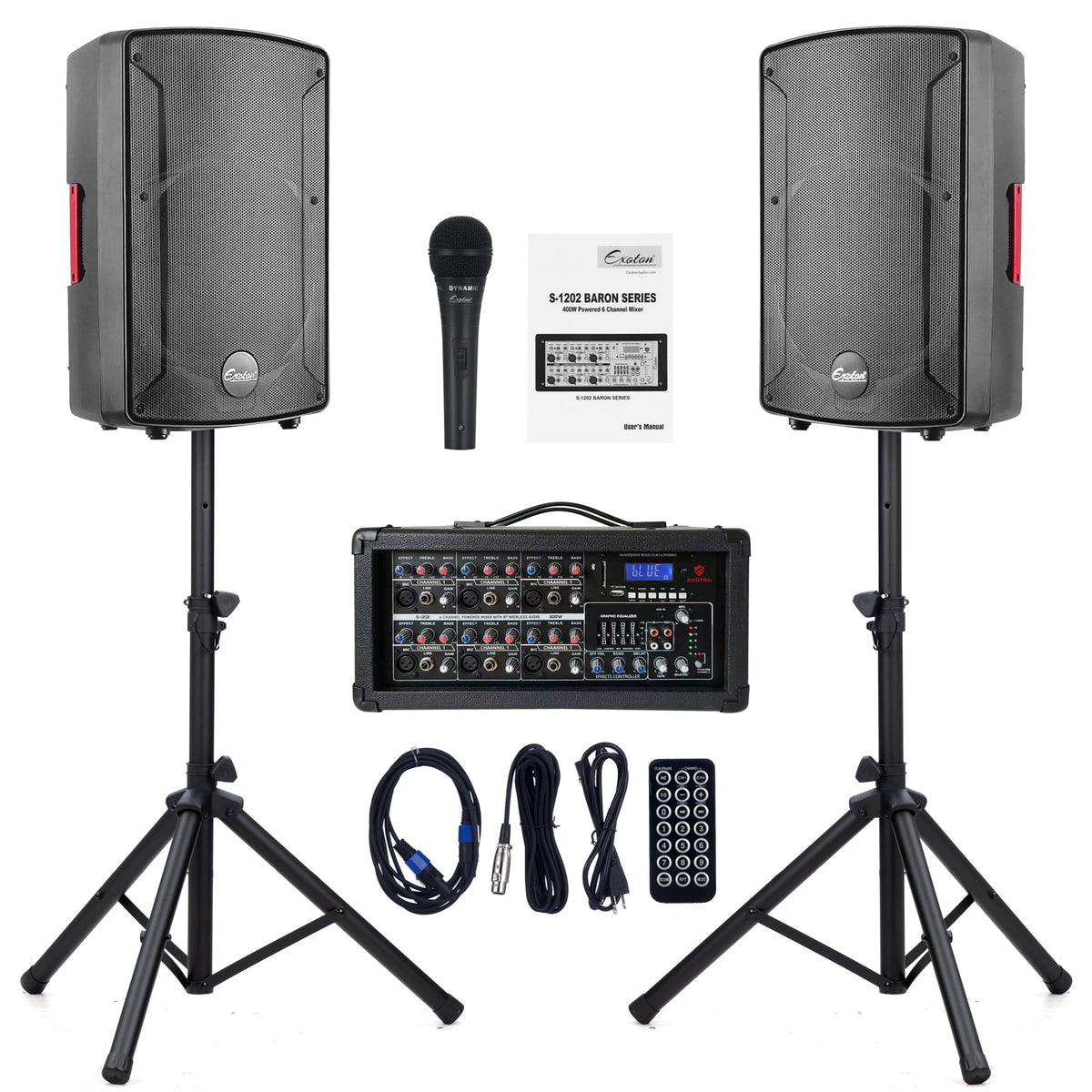 2000W Bluetooth PA System with Powered Mixer Set N701