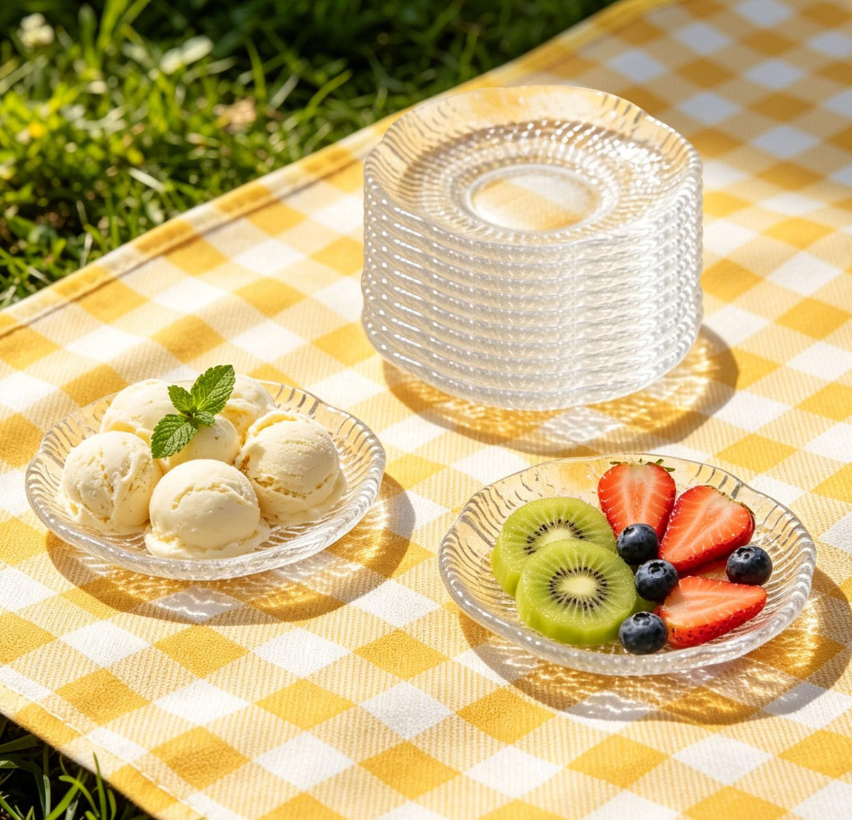 12 Pack 4.7 Inch Clear Glass Dessert Plates O1363