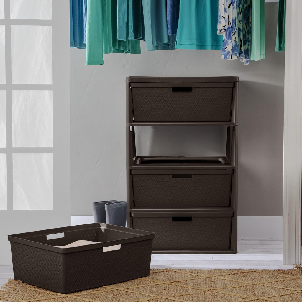 4 Drawer Plastic Storage Organizer Brown Z795