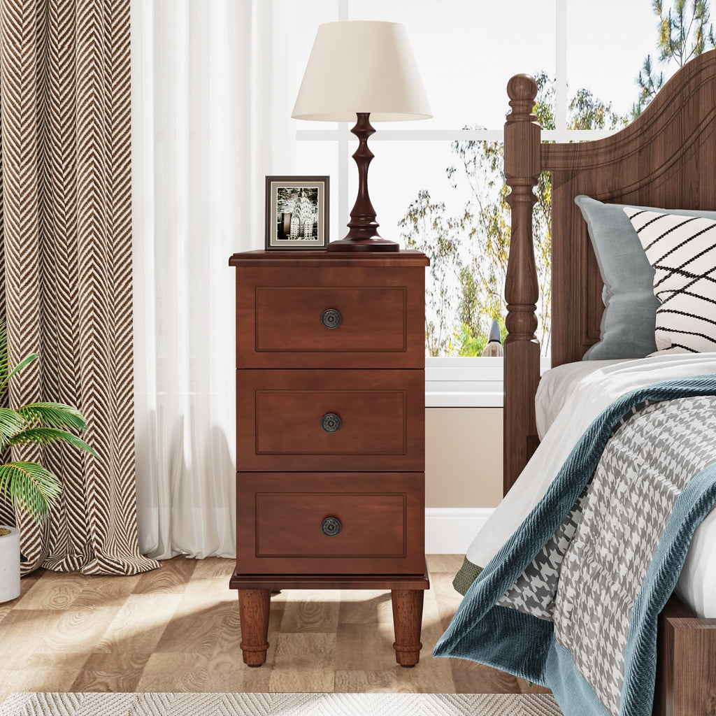 Solid Wood End Table Set of 2 with Drawers X3568