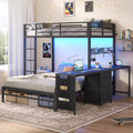 Black Twin Over Full Bunk Bed with Desk and Storage Drawers V420