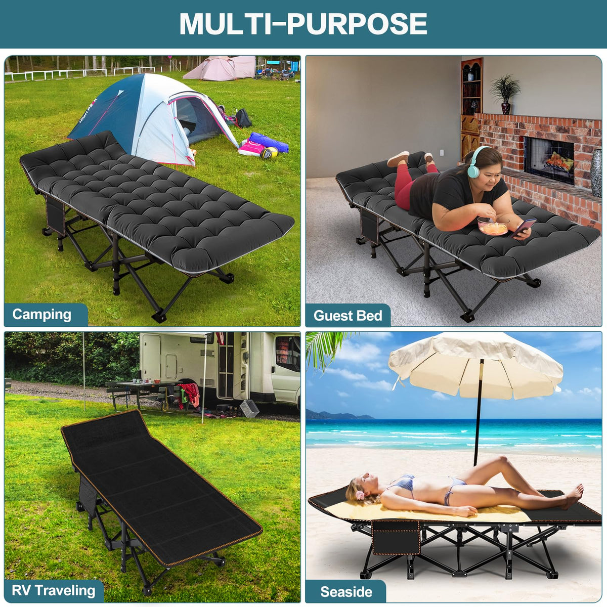 Oversized Folding Camping Cot with Carry Bag Q755330
