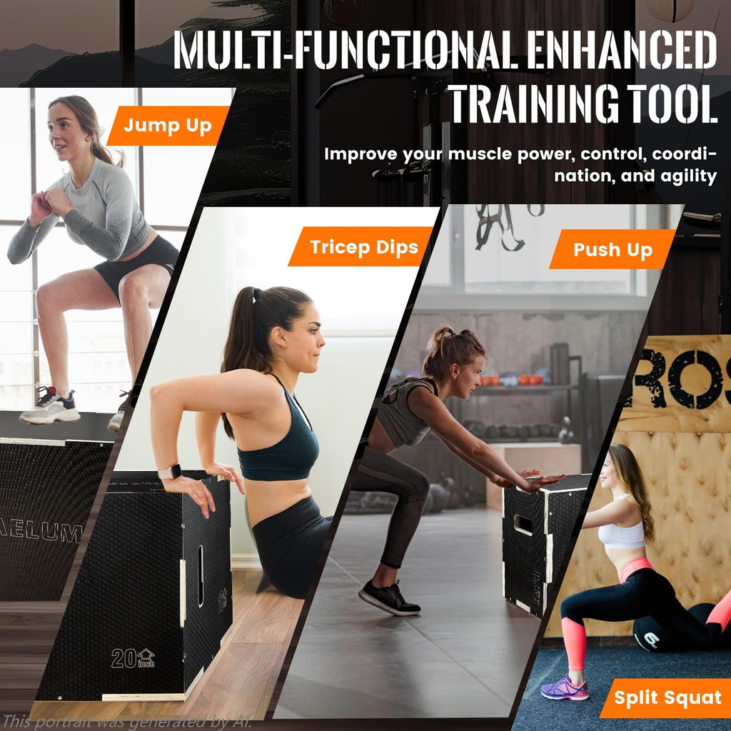 3-in-1 Non-Slip Wood Plyo Box Q61195