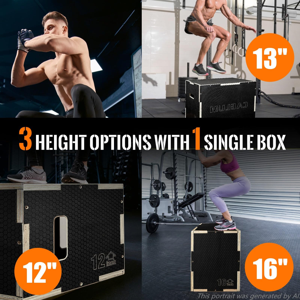 3-in-1 Non-Slip Wood Plyo Box Q61195