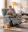 41" Oversized Chenille Rocker Recliner Chair Grey 350 LBS Capacity G194