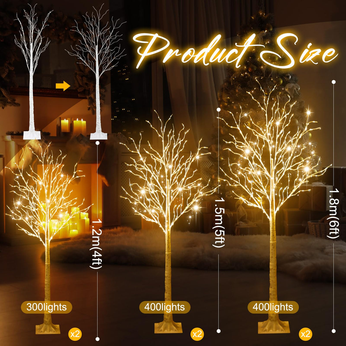 6 Pcs Lighted Birch Tree N764475