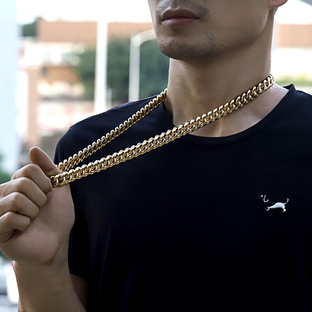 15mm 18k Gold Stainless Steel Cuban Link Chain E767687