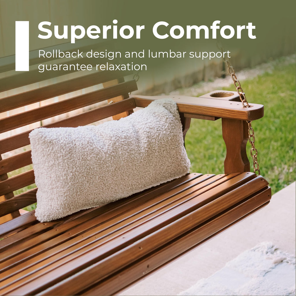 Heavy Duty 700 Lb Capacity Porch Swing with Cup Holders M140