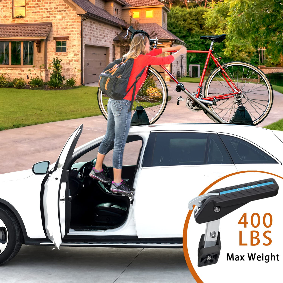 Adjustable Foldable Car Door Latch Step Max Load 400LBS B218336