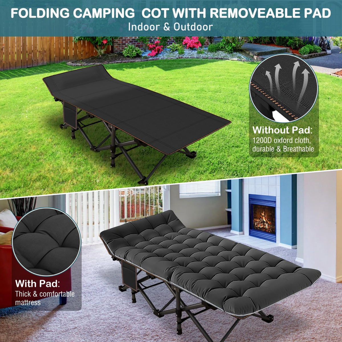 Oversized Folding Camping Cot with Carry Bag Q755330