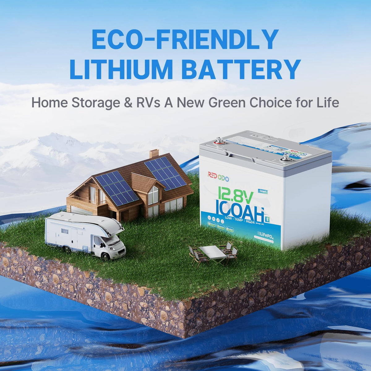 12V 100Ah Group 24 LiFePO4 Lithium Battery U91564