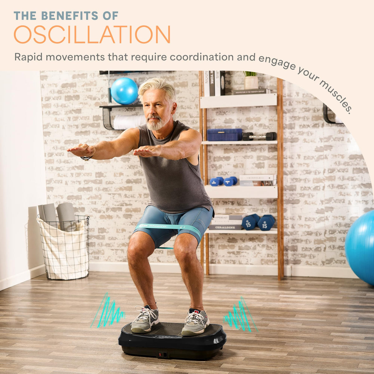 Mini Vibration Plate Exercise Machine with Resistance Bands Y6375