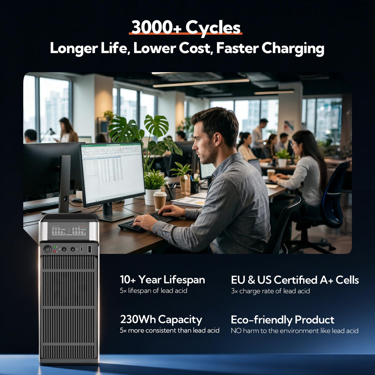 1500VA/1000W LiFePO4 UPS Battery Backup & Surge Protector Y66045