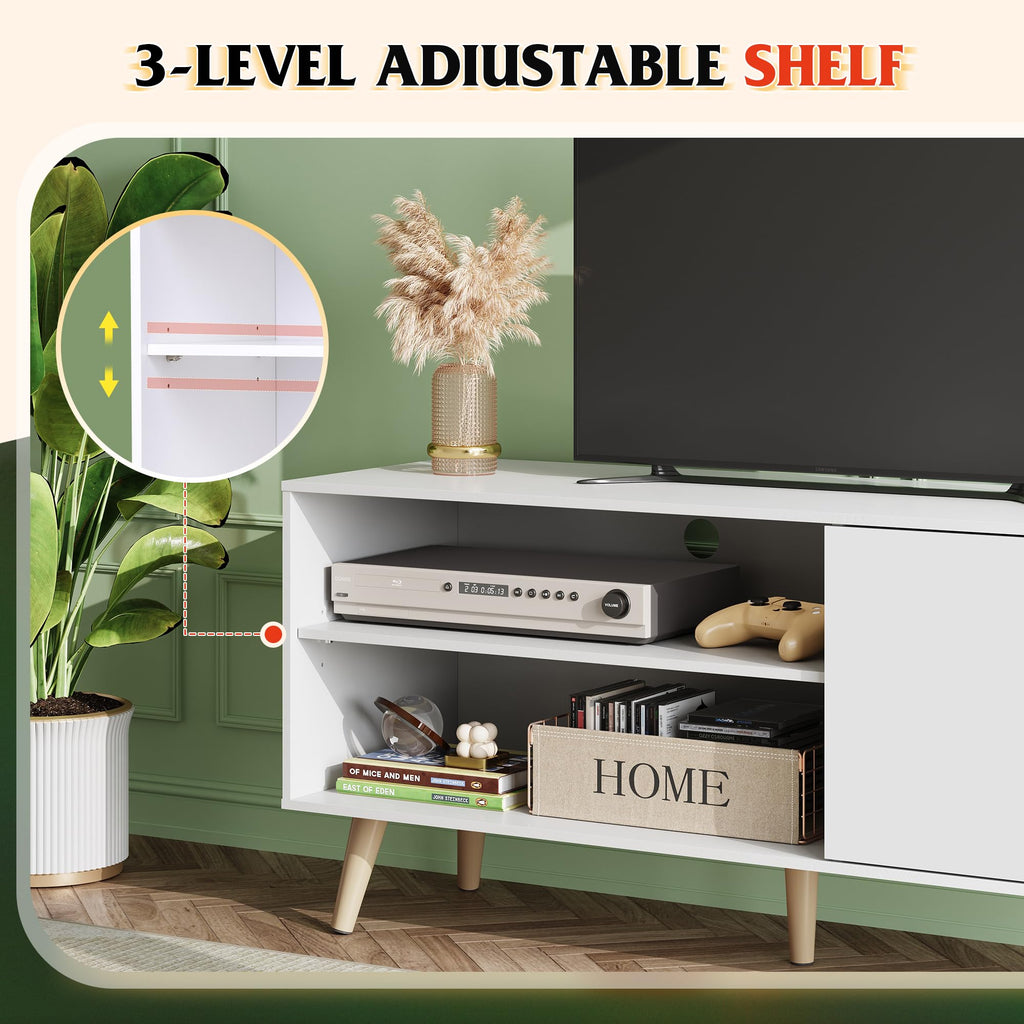 White TV Stand with Storage Cabinet D26593