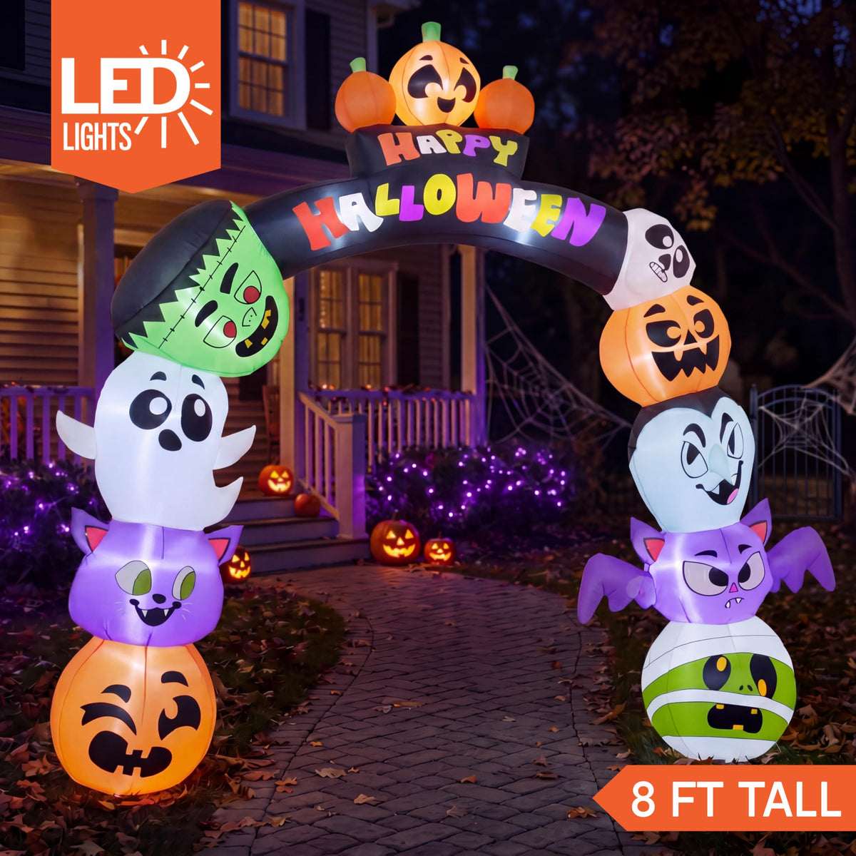 8 FT Halloween Inflatable Pumpkin Archway with LED Lights U822885