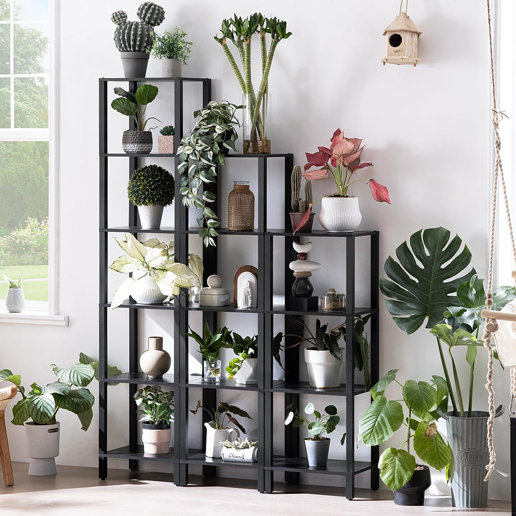 6 Tier Tall Skinny Black Bookshelf C9574