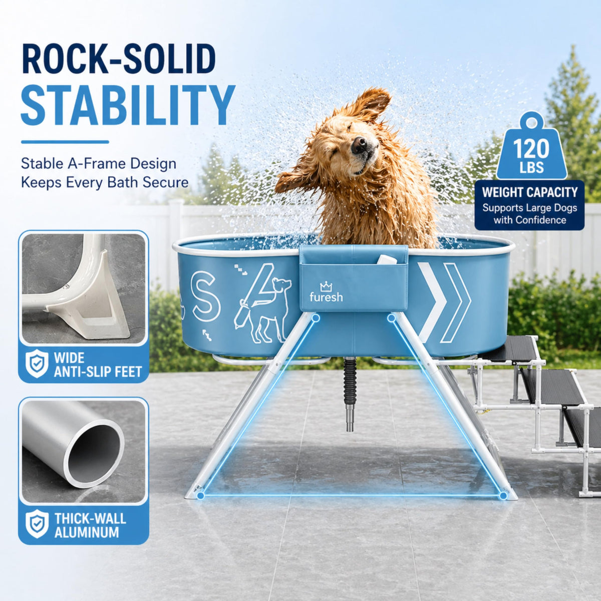 Foldable Dog Washing Station with Stairs V242