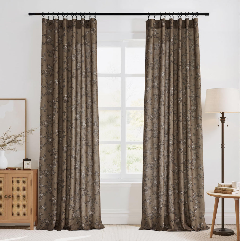 Extra Long Linen Floral Curtains 108 Inches I207590