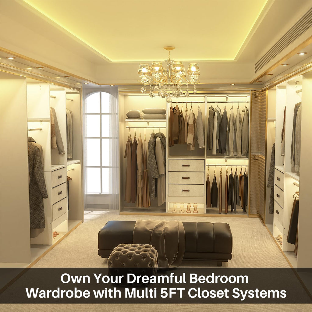 5FT Closet System with 3 Fabric Drawers S3318