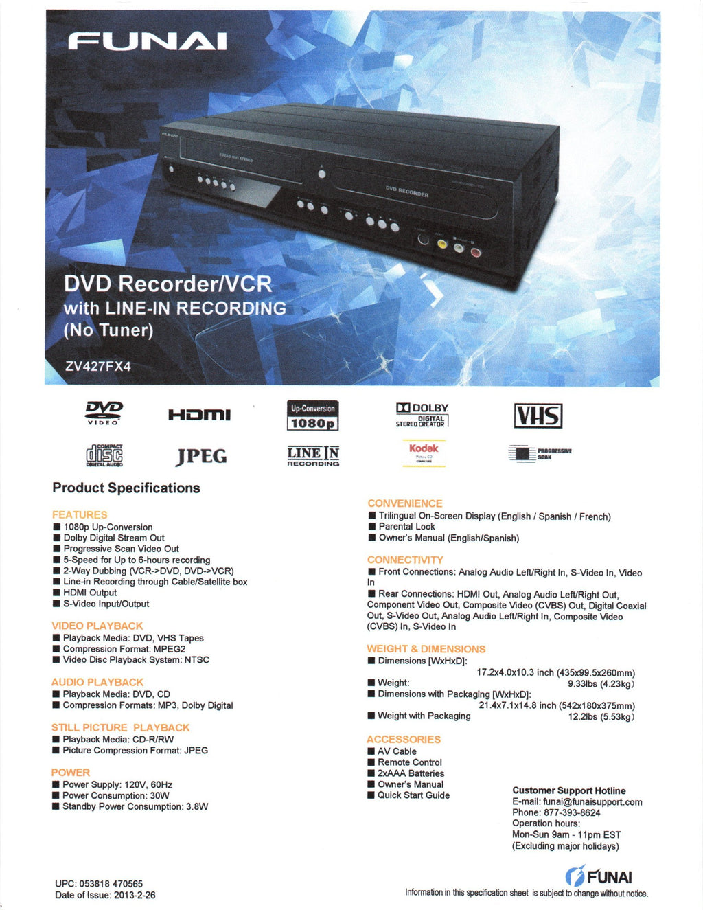 Combination VCR and DVD Recorder W194