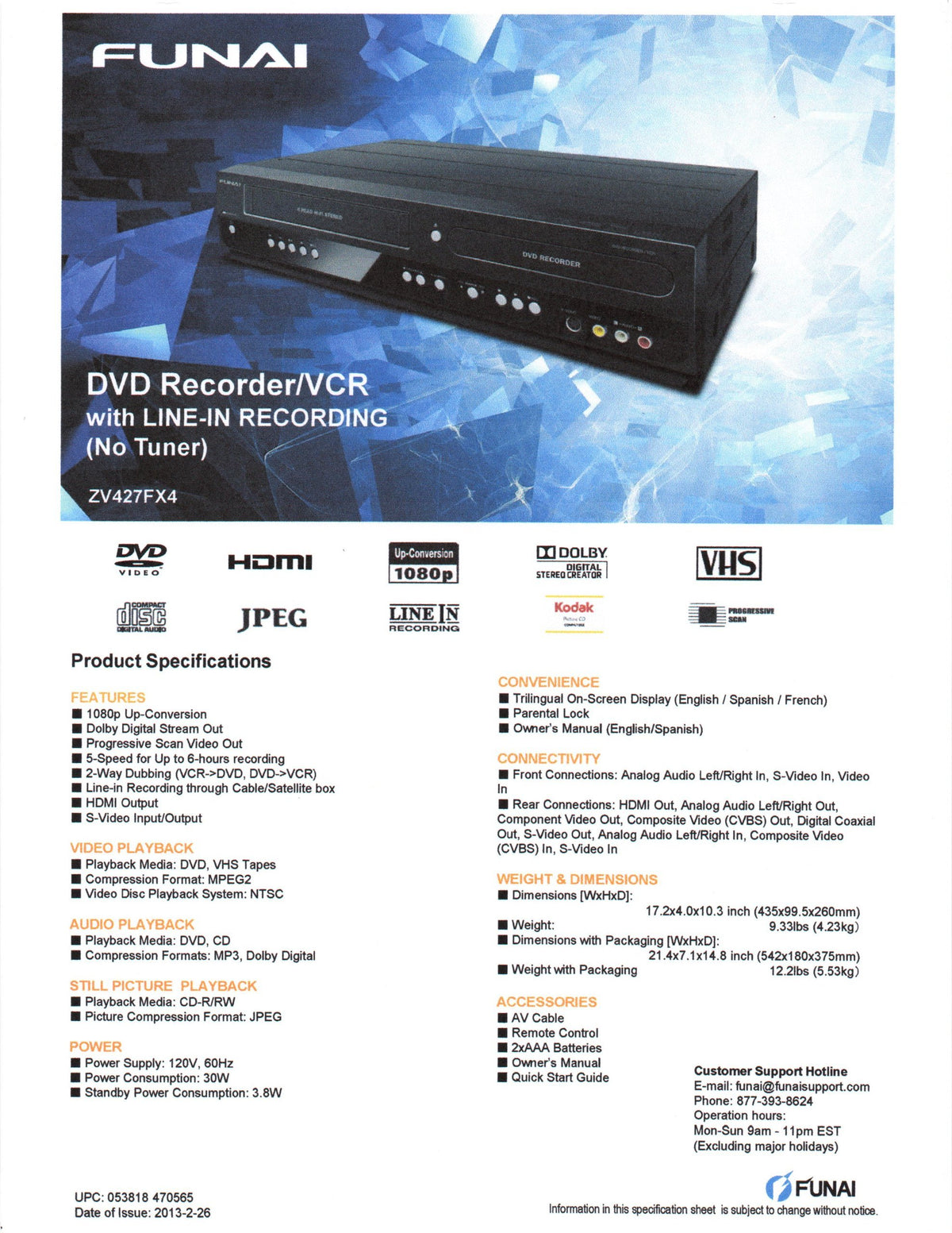Combination VCR and DVD Recorder W194