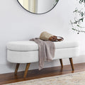 White Storage Bench with Rubber Wood Legs Z35270