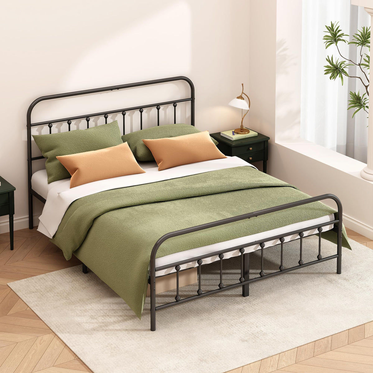 Queen Size Black Metal Bed Frame B337