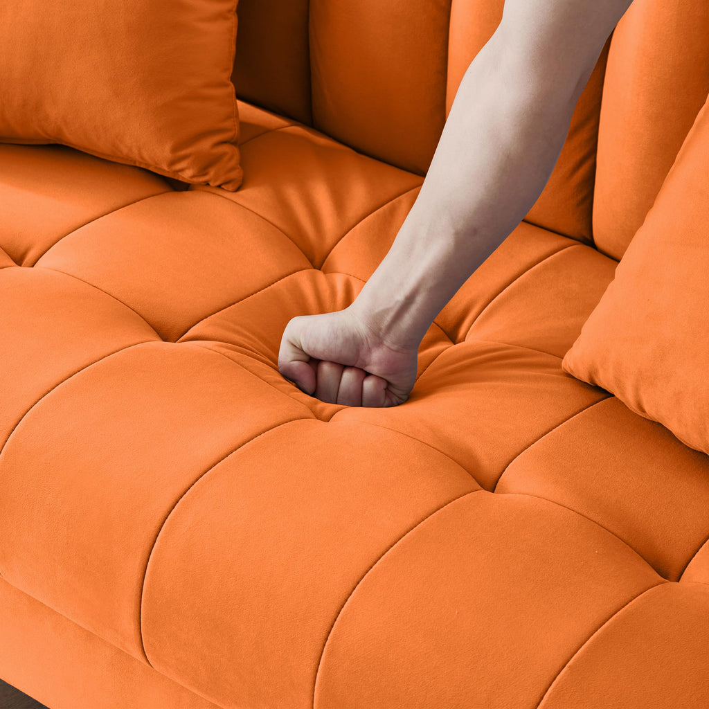Orange Velvet Tufted Loveseat Sofa U9370