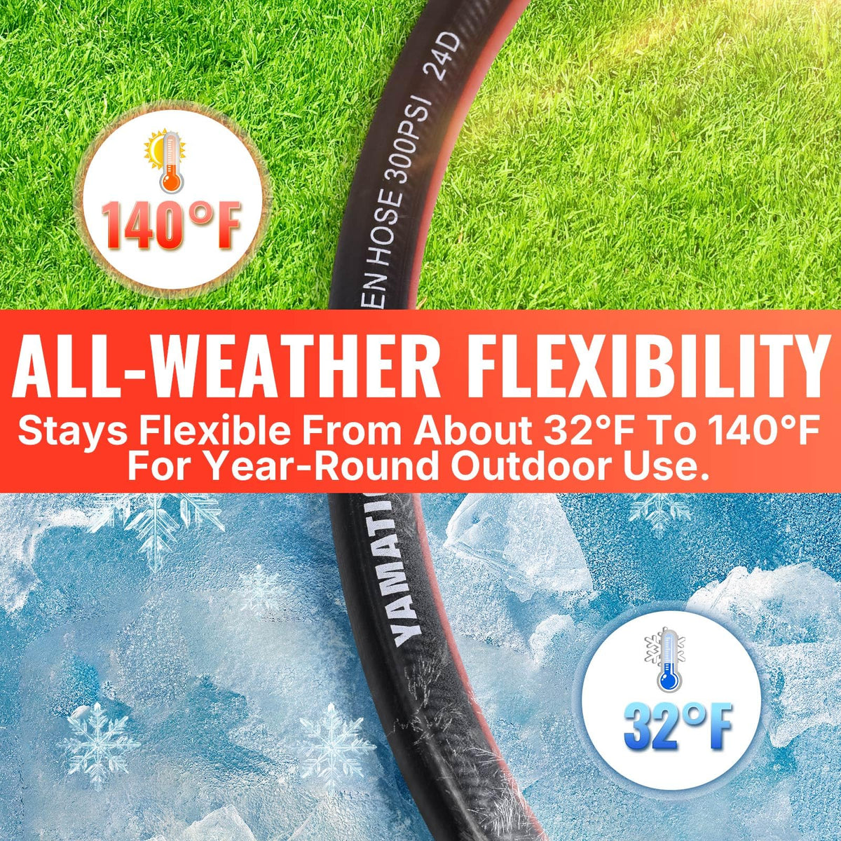100ft Garden Hose 5/8in I.D. with Swivel Brass Handle F92926