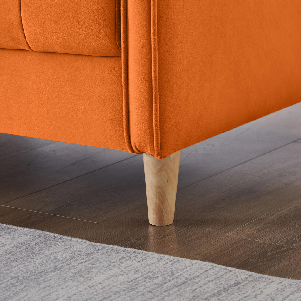 Orange Velvet Tufted Loveseat Sofa U9370