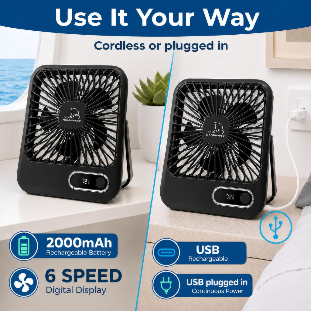Portable USB Rechargeable Fan with Magnetic Hook W47876